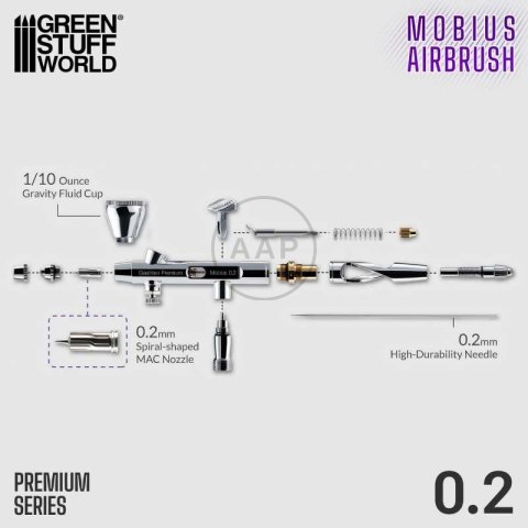 GREEN STUFF WORLD - AEROGRAF Premium Series GHPM-Mobius Airbrush 0.2mm 6378