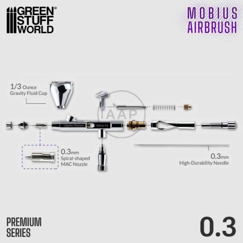 GREEN STUFF WORLD - AEROGRAF Premium Series GHPM-Mobius Airbrush 0.3mm 6377