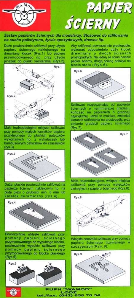 PAPIER ŚCIERNY MODELARSKI 600 800 1000 WAMOD 6 SZT