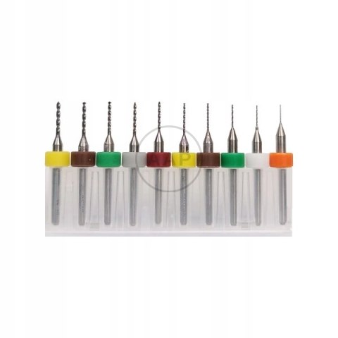 ZESTAW MINI WIERTEŁ DO PCB 0,3-1,2MM 10 SZTUK 11444