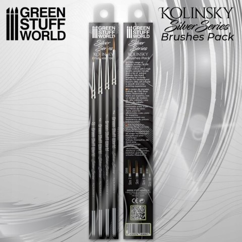 ZESTAW PĘDZLI KOLINSKY SILVER SERIES GREEN STUFF WORLD 4 SZT ZESTAW PĘDZLI KOLINSKY SILVER SERIES GREEN STUFF WORLD 4 SZT