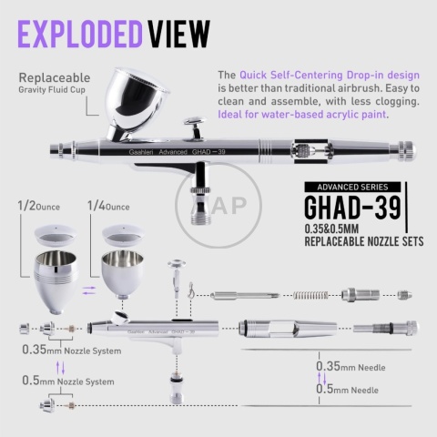 GAAHLERI 40133 AEROGRAF GHAD-39 0,35 MM & 0,5 MM - AIRBRUSH ADVANCED
