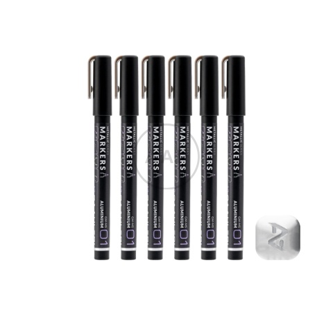 GAAHLERI - MARKER METALICZNY ALUMINIUM 6 SZTUK GM-MS01-6