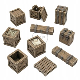 GREEN STUFF WORLD - DRUK 3D - DREWNIANE SKRZYNIE 14 SZT 1:48 12682