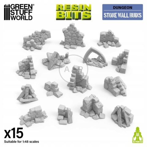 GREEN STUFF WORLD - DUNGEONS & FANTASY - STONE WALL RUINS - RUINY MURU