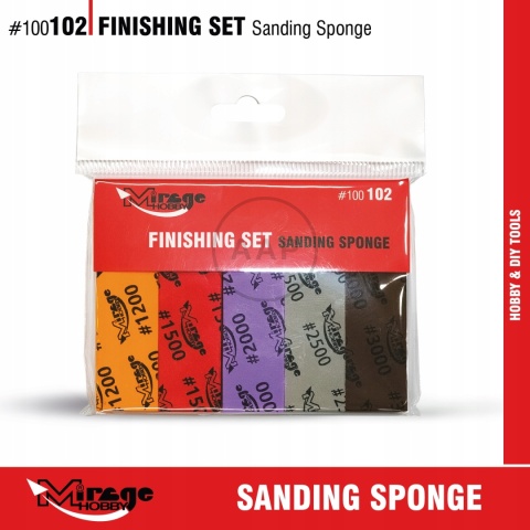 MIRAGE 100102 GĄBKI DO SZLIFOWANIA FINISHING SET SANDING SPONGE 10pcs
