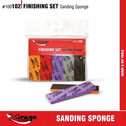MIRAGE 100102 GĄBKI DO SZLIFOWANIA FINISHING SET SANDING SPONGE 10pcs