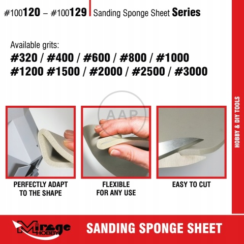 MIRAGE 100129 GĄBKA ŚCIERNA SANDING SPONGE SHEET #3000