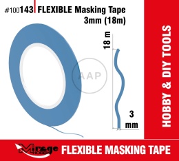 MIRAGE 100143 TAŚMA MASKUJĄCA ELASTYCZNA FLEXIBLE MASKING TAPE 3mm (18m)