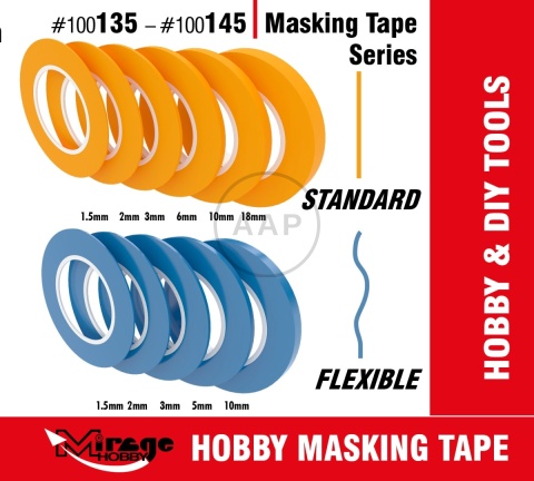 MIRAGE 100144 TAŚMA MASKUJĄCA ELASTYCZNA FLEXIBLE MASKING TAPE 5mm (18m)